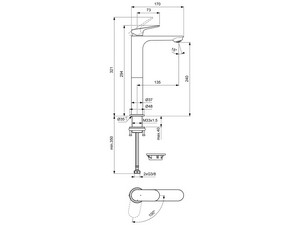 Mitigeur de lavabo haut Ceralife O monocommande chrome